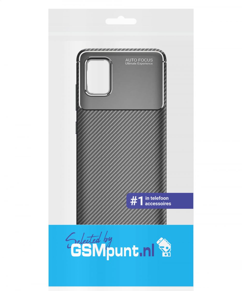Samsung Galaxy A51 Hoesje Geborsteld Carbon Zwart afbeelding 2