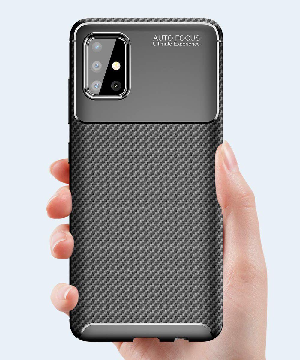 Samsung Galaxy A51 Hoesje Geborsteld Carbon Zwart afbeelding 6
