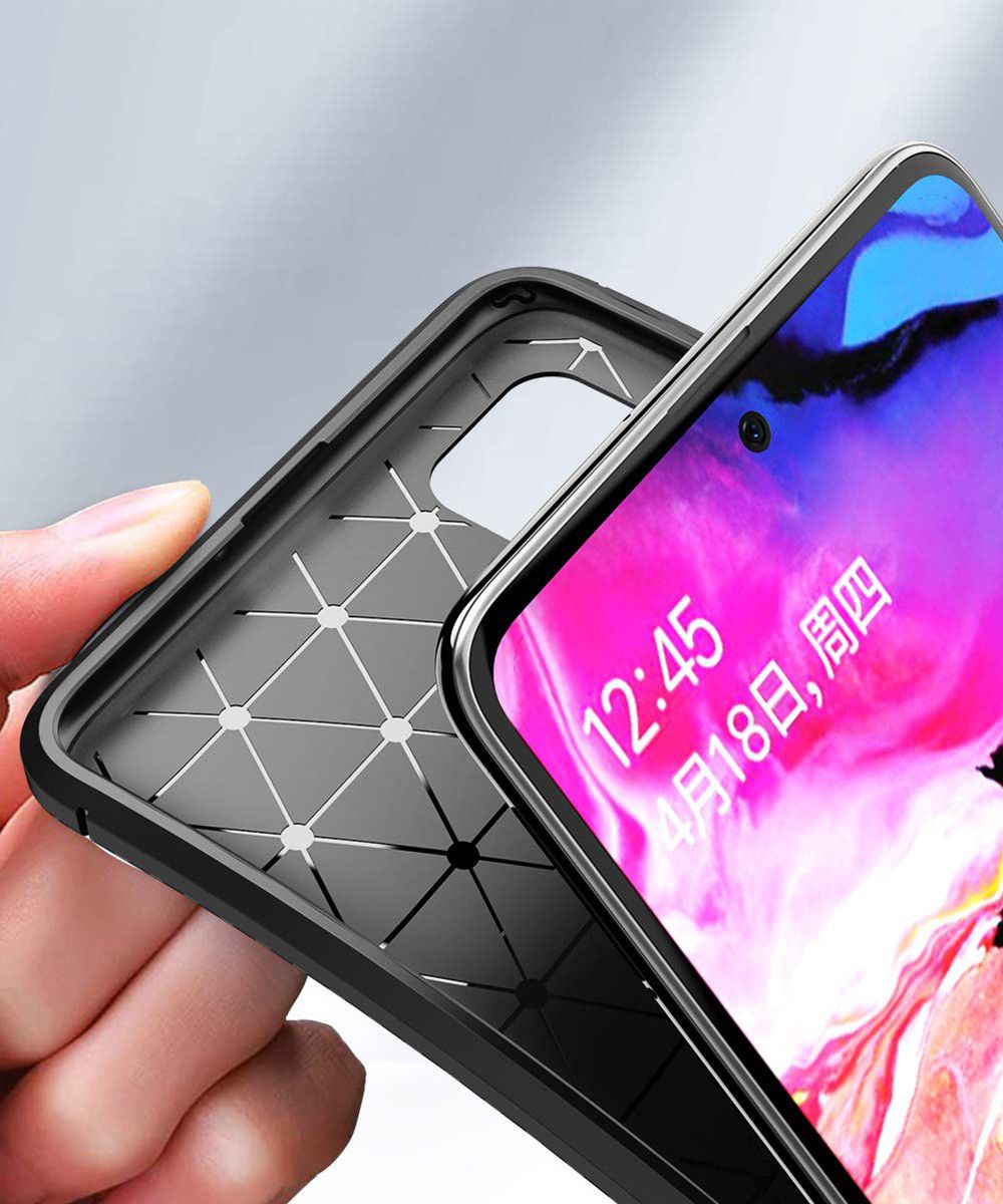 Samsung Galaxy A51 Hoesje Geborsteld Carbon Zwart afbeelding 7