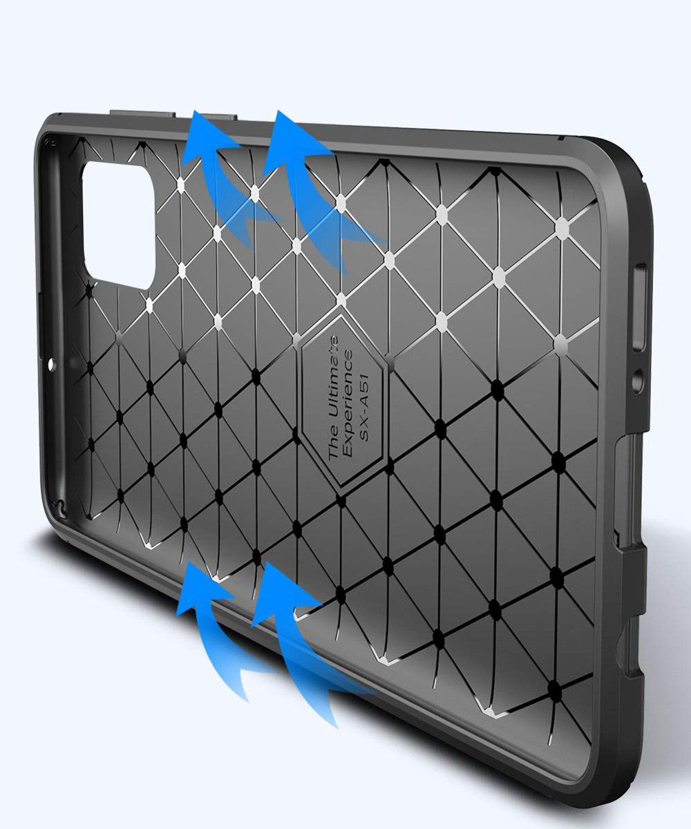 Samsung Galaxy A51 Hoesje Geborsteld Carbon Zwart afbeelding 9