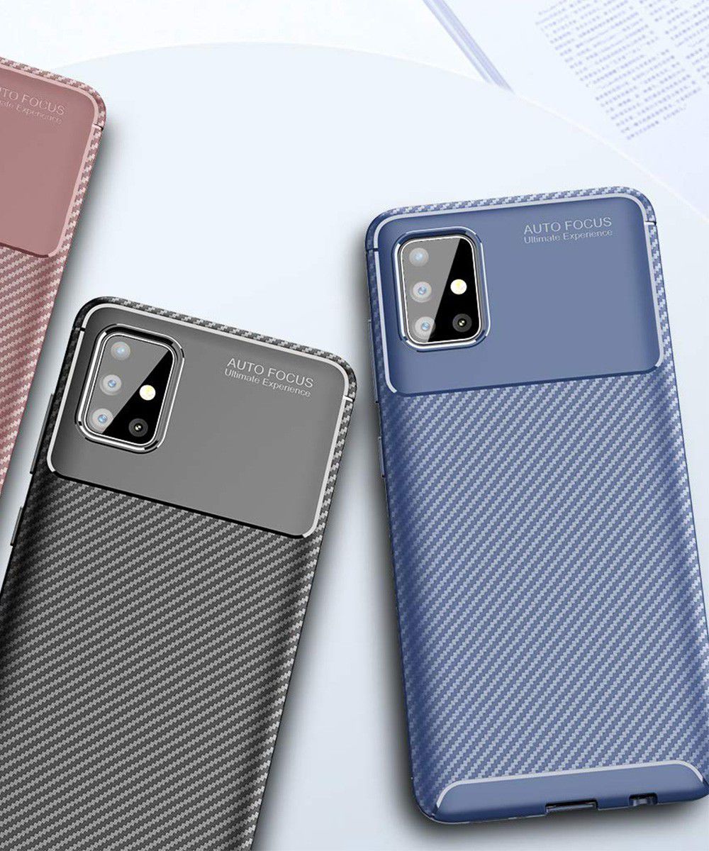 Samsung Galaxy A51 Hoesje Geborsteld Carbon Zwart afbeelding 12