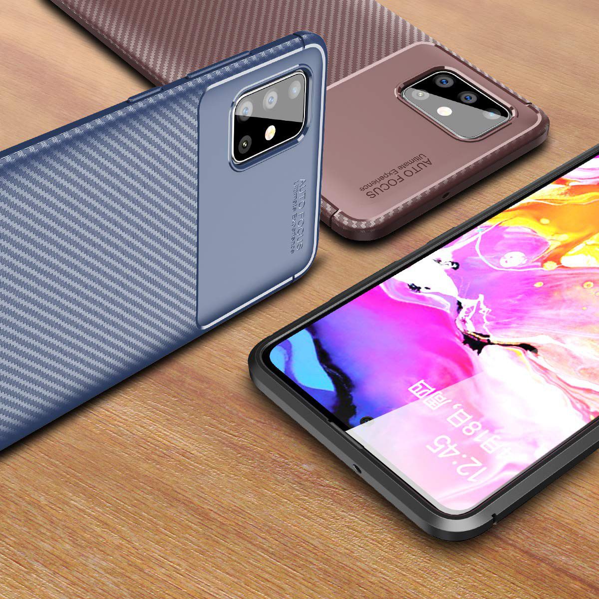Samsung Galaxy A51 Hoesje Geborsteld Carbon Blauw afbeelding 10