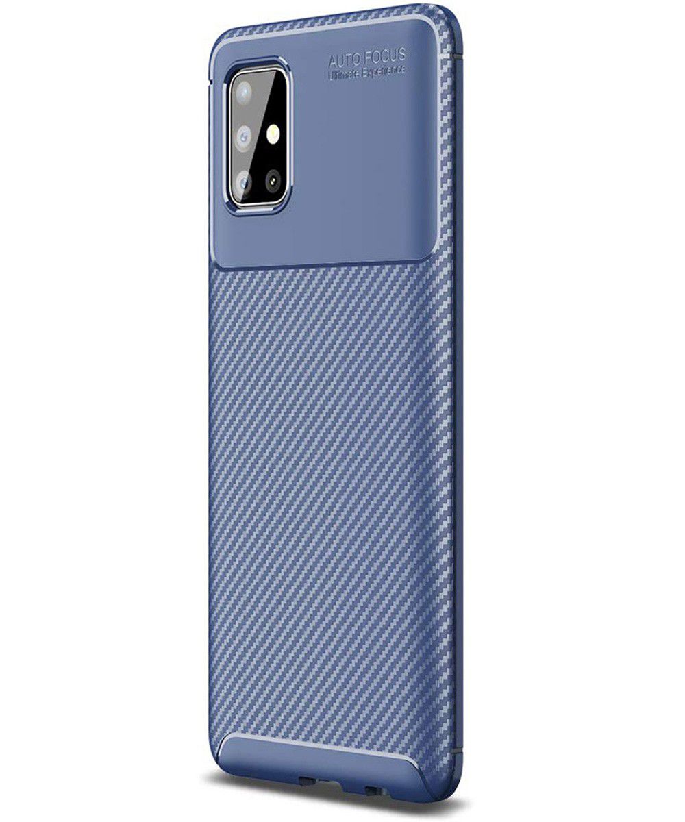 Samsung Galaxy A51 Hoesje Geborsteld Carbon Blauw afbeelding 1