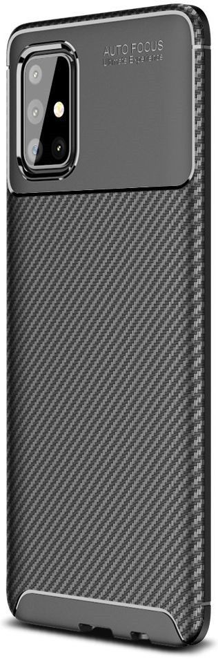 Samsung Galaxy A71 Hoesje Geborsteld Carbon Zwart afbeelding 1