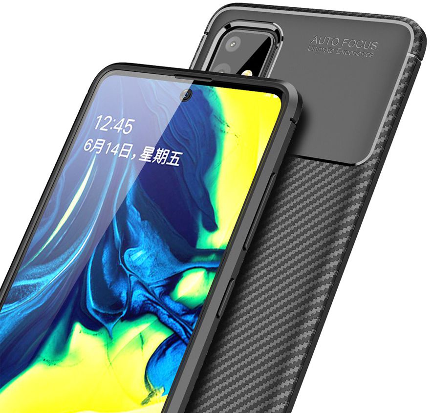 Samsung Galaxy A71 Hoesje Geborsteld Carbon Zwart afbeelding 6
