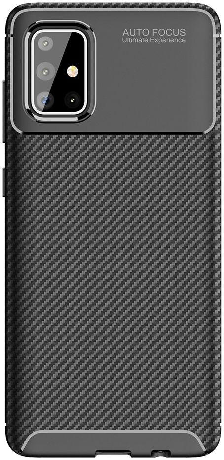 Samsung Galaxy A71 Hoesje Geborsteld Carbon Zwart afbeelding 2
