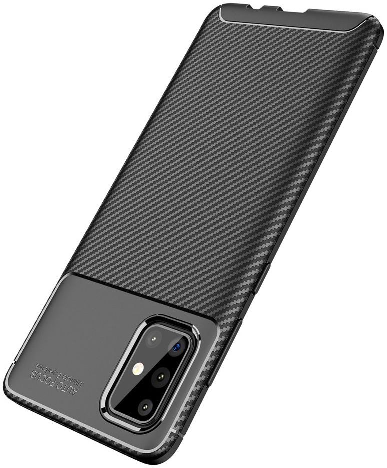 Samsung Galaxy A71 Hoesje Geborsteld Carbon Zwart afbeelding 7