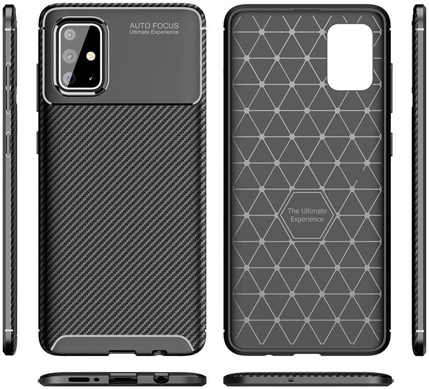 Samsung Galaxy A71 Hoesje Geborsteld Carbon Zwart afbeelding 9