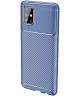 Samsung Galaxy A71 Hoesje Geborsteld Carbon Blauw