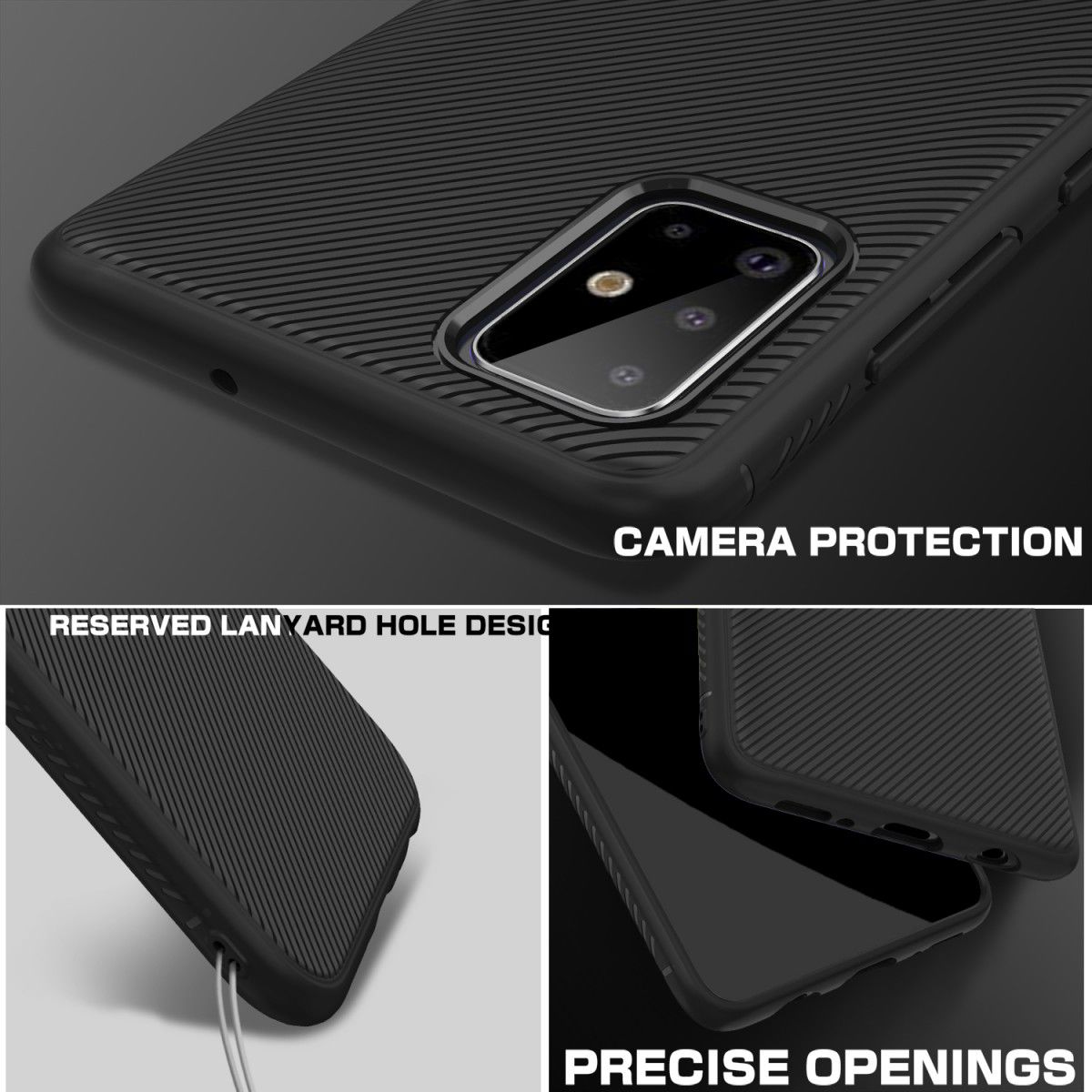Samsung Galaxy A71 Hoesje Twill Slim Textuur Zwart afbeelding 9