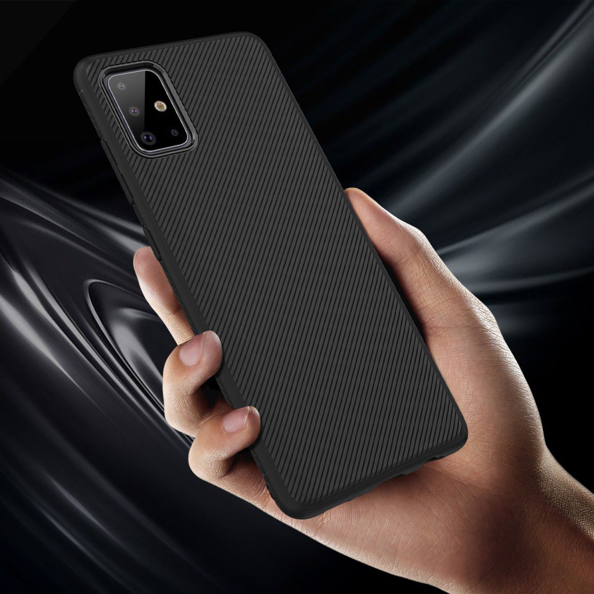 Samsung Galaxy A71 Hoesje Twill Slim Textuur Zwart afbeelding 5