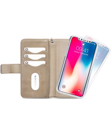 Mobilize Gelly Wallet Zipper Apple iPhone XS / X Hoesje Latte Hoesjes