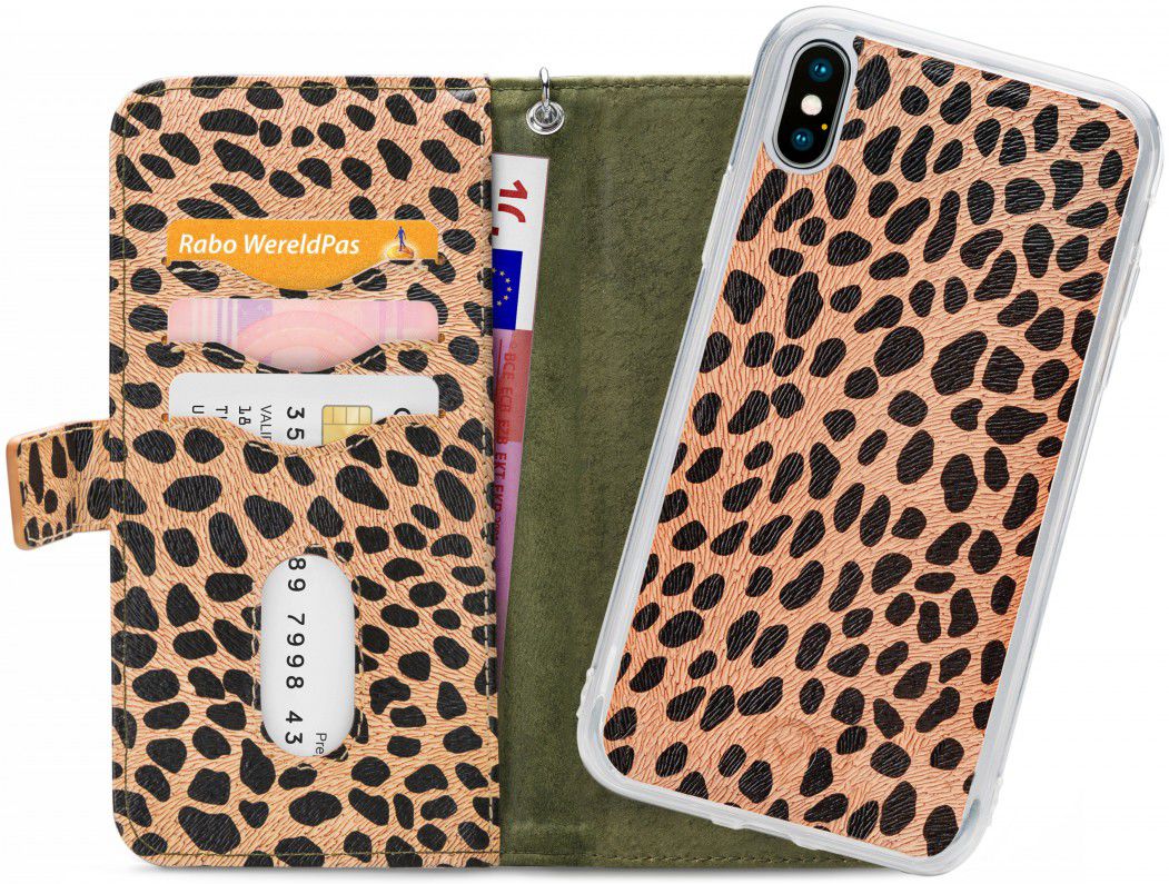 Mobilize Gelly Wallet Zipper Apple iPhone XS / X Hoesje Olive Leopard afbeelding 1