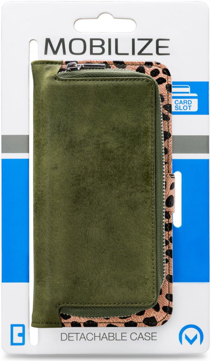 Mobilize Gelly Wallet Zipper Apple iPhone XS / X Hoesje Olive Leopard afbeelding 7