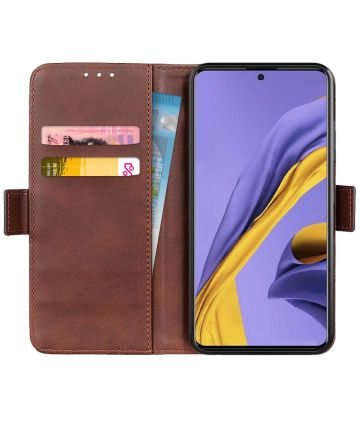 Samsung Galaxy A51 Book Case Wallet Hoesje Kunst Leer Bruin Hoesjes