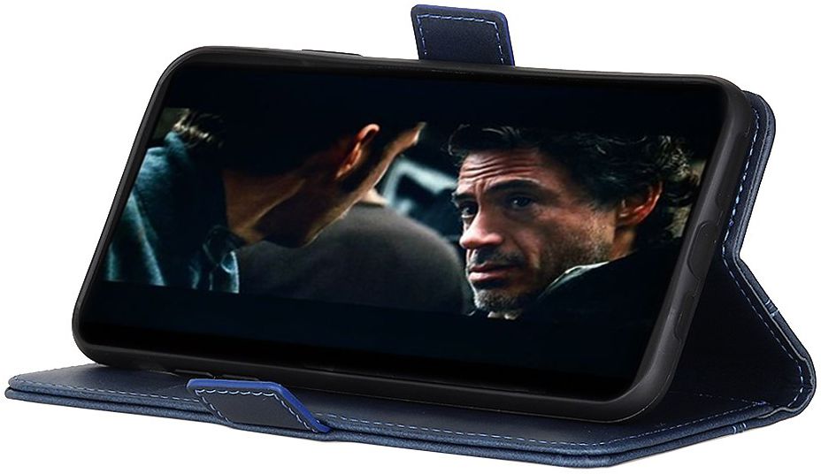Samsung Galaxy A51 Book Case Wallet Hoesje Kunst Leer Blauw afbeelding 2