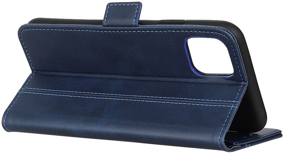 Samsung Galaxy A51 Book Case Wallet Hoesje Kunst Leer Blauw afbeelding 3