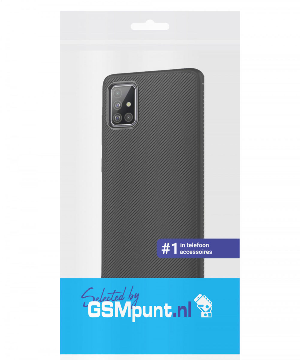 Samsung Galaxy A51 Hoesje Twill Slim Textuur Zwart afbeelding 2