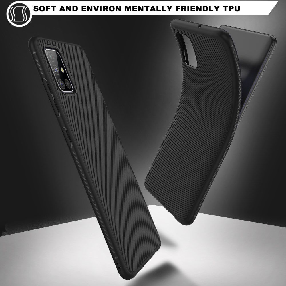 Samsung Galaxy A51 Hoesje Twill Slim Textuur Zwart afbeelding 8