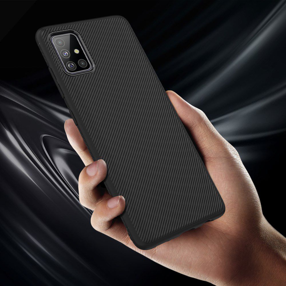 Samsung Galaxy A51 Hoesje Twill Slim Textuur Zwart afbeelding 5