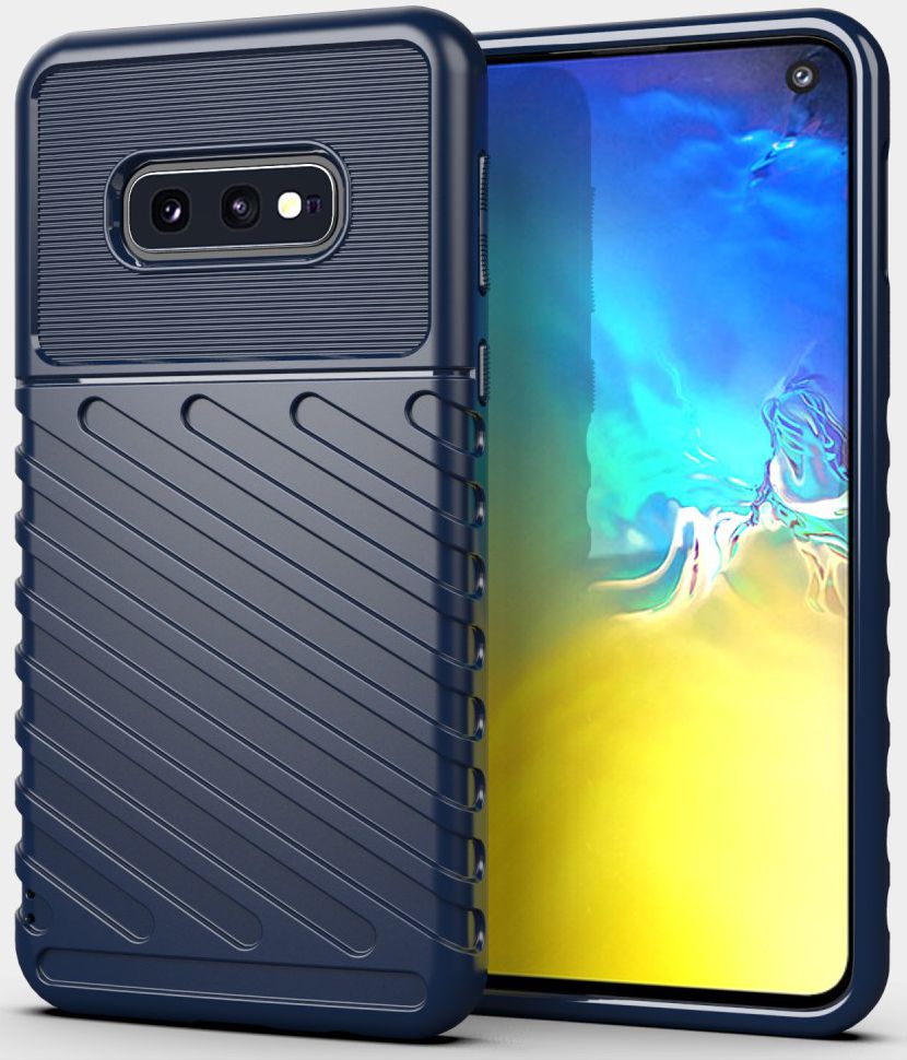 Samsung Galaxy S10e Twill Thunder Texture Back Cover Blauw afbeelding 1