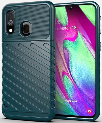 Samsung Galaxy A40 Twill Thunder Texture Back Cover Groen Hoesjes