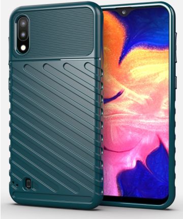 Samsung Galaxy A10 / M10 Twill Thunder Texture Back Cover Groen Hoesjes