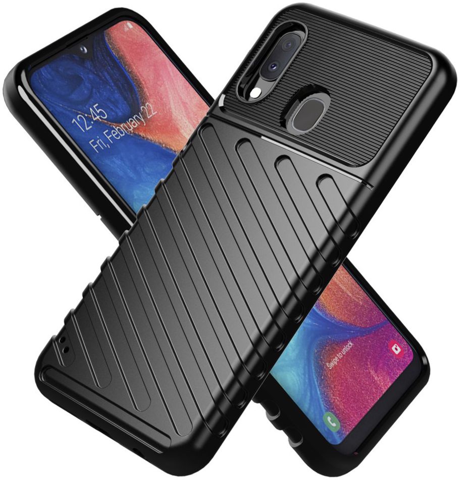 Samsung Galaxy A20e Twill Thunder Texture Back Cover Zwart afbeelding 3