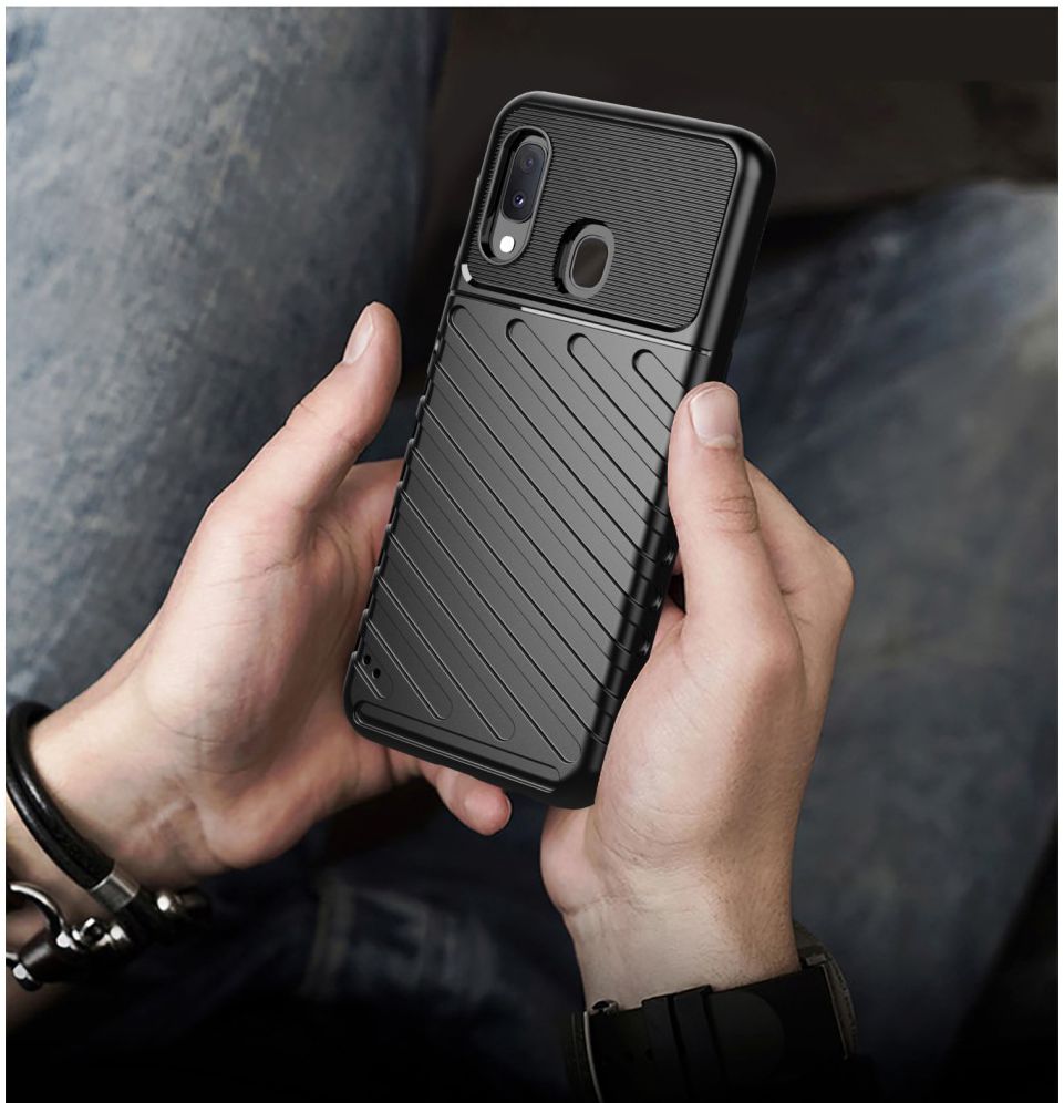 Samsung Galaxy A20e Twill Thunder Texture Back Cover Zwart afbeelding 5