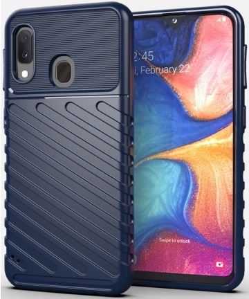 Samsung Galaxy A20e Twill Thunder Texture Back Cover Blauw Hoesjes