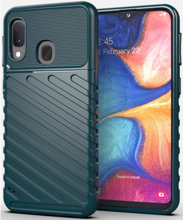 Samsung Galaxy A20e Twill Thunder Texture Back Cover Groen Hoesjes