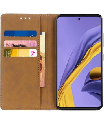 Samsung Galaxy A51 Book Case Hoesje Wallet Met Stand Kunst Leer Zwart Hoesjes