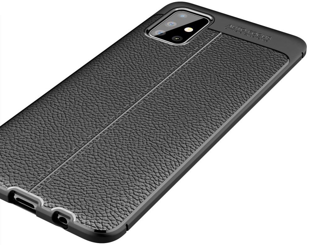 Samsung Galaxy A51 Hoesje TPU Leer Design Zwart afbeelding 10