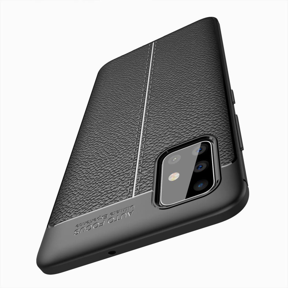 Samsung Galaxy A51 Hoesje TPU Leer Design Zwart afbeelding 9
