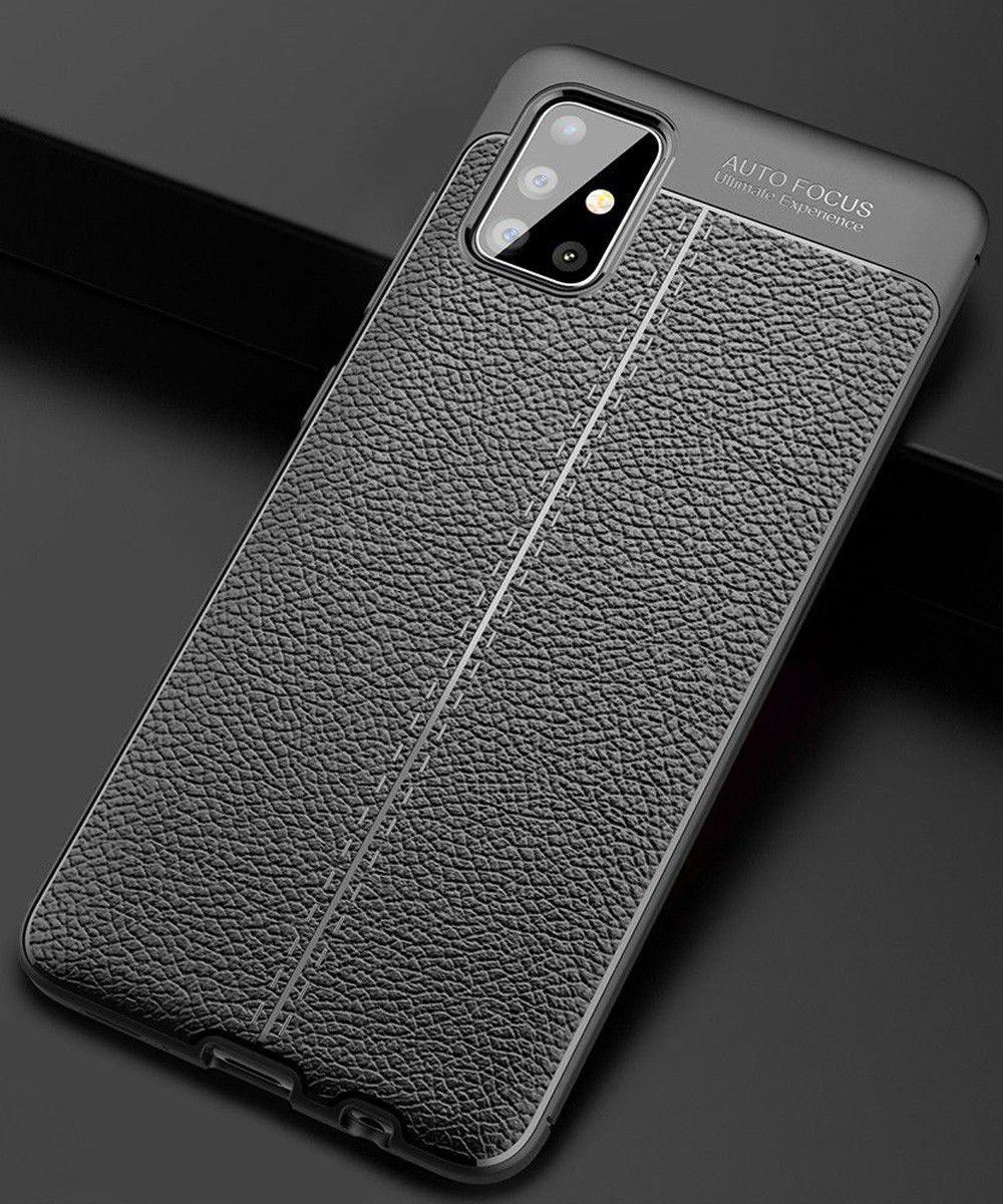 Samsung Galaxy A51 Hoesje TPU Leer Design Zwart afbeelding 11