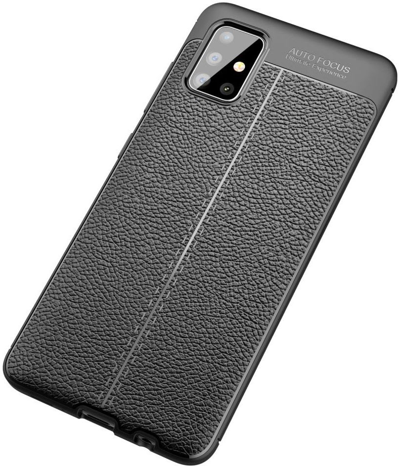 Samsung Galaxy A51 Hoesje TPU Leer Design Zwart afbeelding 3