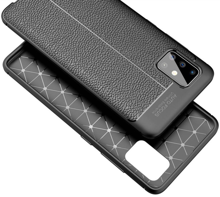 Samsung Galaxy A51 Hoesje TPU Leer Design Zwart afbeelding 5