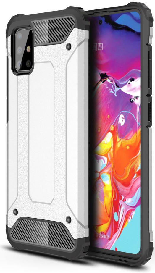 Samsung Galaxy A51 Hoesje Shock Proof Hybride Back Cover Zilver afbeelding 1
