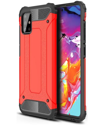 Samsung Galaxy A51 Hoesje Shock Proof Hybride Back Cover Rood Hoesjes