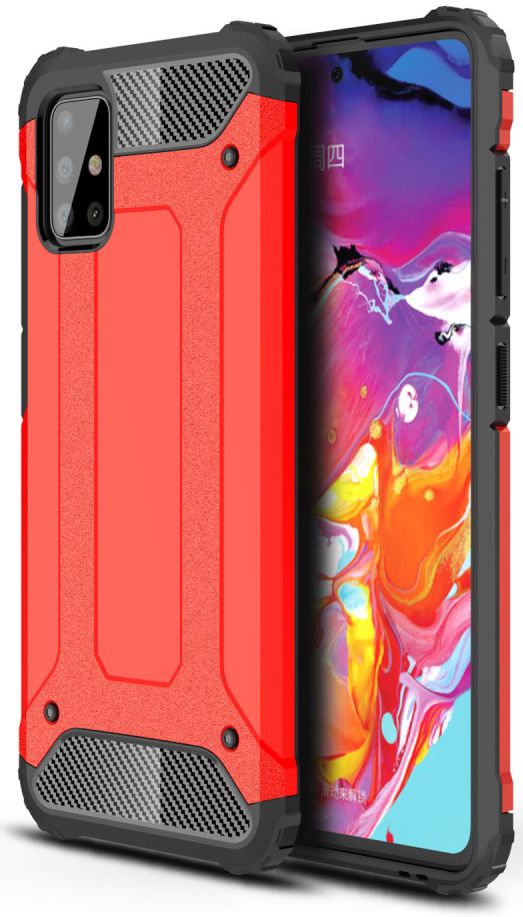 Samsung Galaxy A51 Hoesje Shock Proof Hybride Back Cover Rood afbeelding 1
