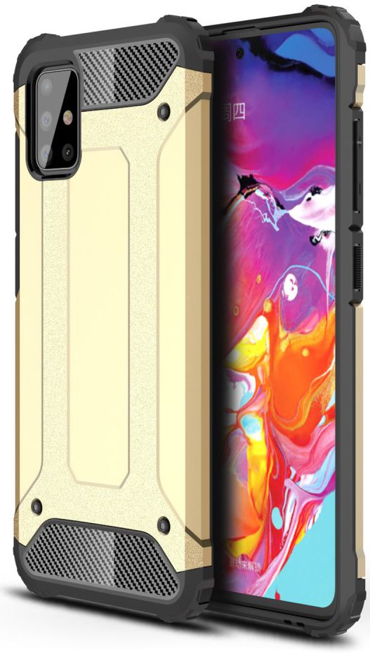 Samsung Galaxy A51 Hoesje Shock Proof Hybride Back Cover Goud afbeelding 1