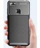 Motorola Moto E6 Play Siliconen Carbon Hoesje Blauw