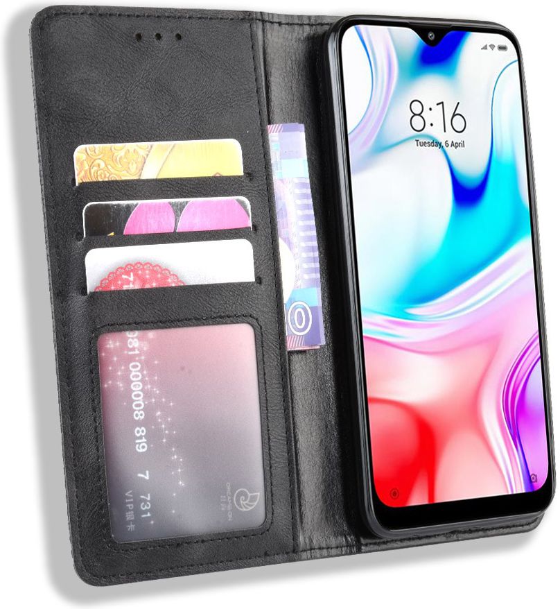 Xiaomi Redmi 8 Stijlvol Vintage Portemonnee Hoesje Zwart afbeelding 1