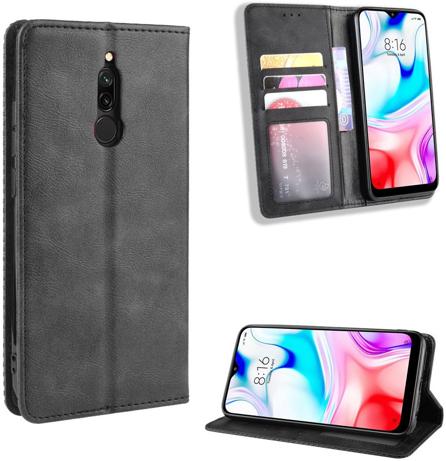 Xiaomi Redmi 8 Stijlvol Vintage Portemonnee Hoesje Zwart afbeelding 4