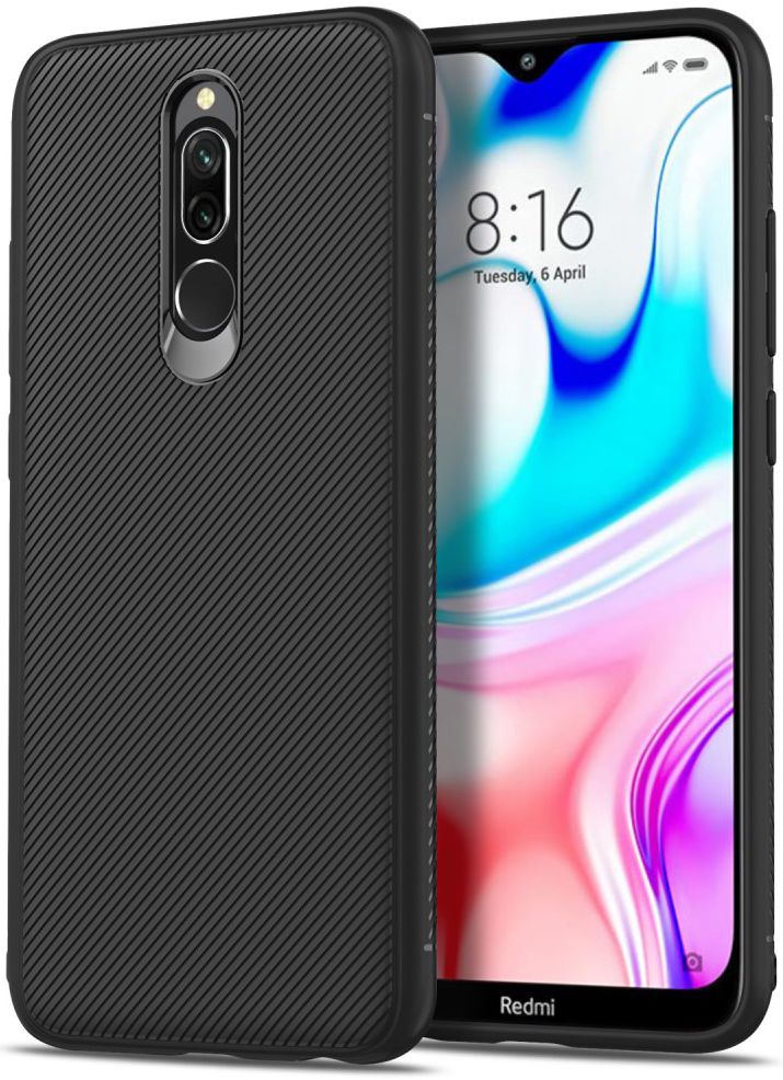 Xiaomi Redmi 8 Twill Slim Texture Back Cover Zwart afbeelding 1