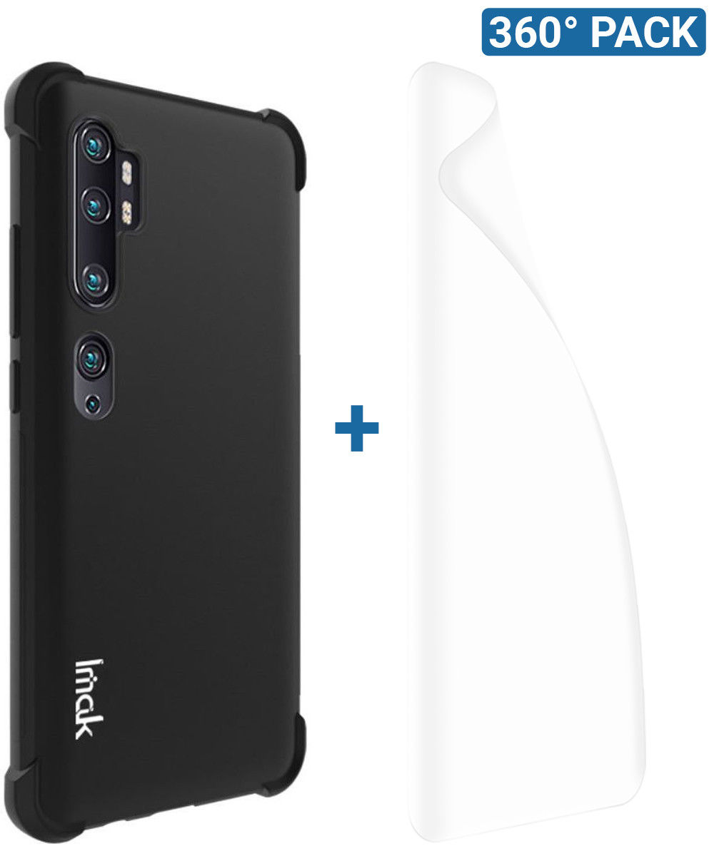 IMAK Xiaomi Mi Note 10 Pro Hoesje TPU met Screenprotector Metaal Zwart afbeelding 1