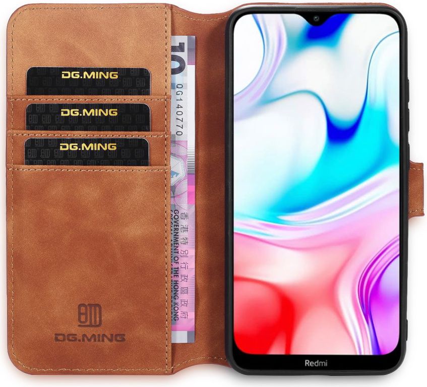 DG Ming Retro Portemonnee Xiaomi Redmi 8 Hoesje Bruin afbeelding 1