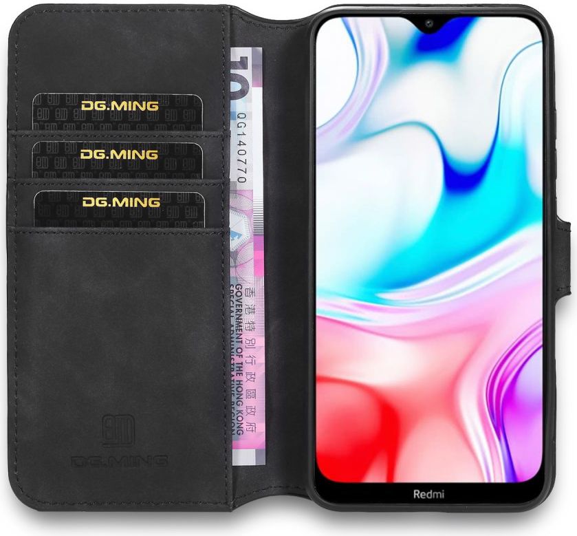 DG Ming Retro Portemonnee Xiaomi Redmi 8 Hoesje Zwart afbeelding 1
