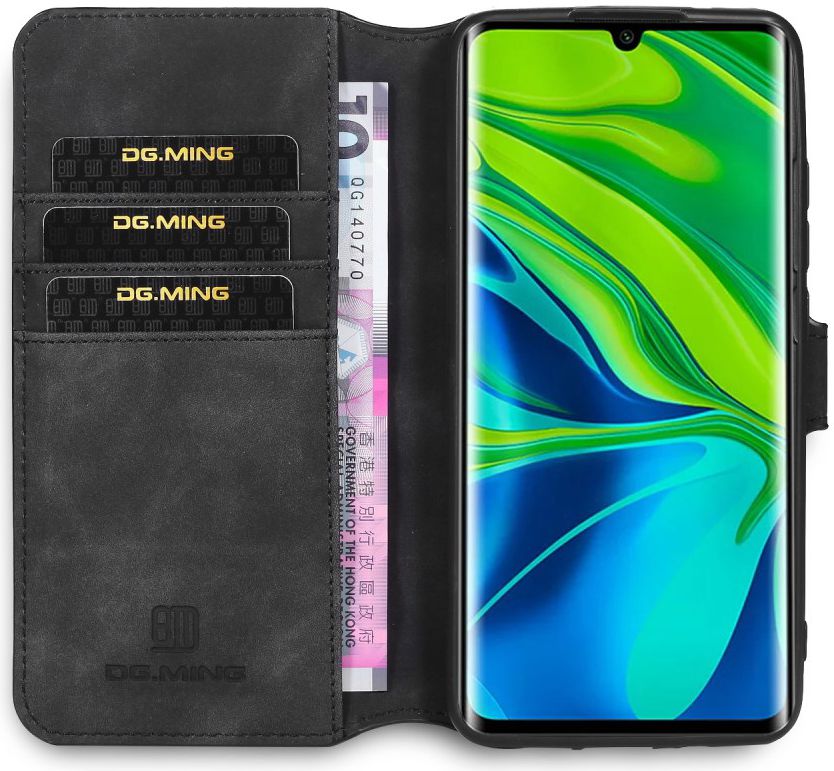 DG Ming Retro Portemonnee Xiaomi Mi Note 10 (Pro) Hoesje Zwart afbeelding 1