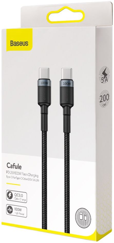 Baseus Cafule Series 100W PD2.0 Flash Charge USB-C Kabel 2m Grijs afbeelding 7